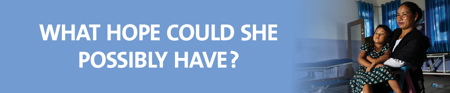 An image of Aashika with her mother with text overlay 'what hope could she possibly have'