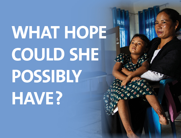 An image of Aashika with her mother with text overlay 'what hope could she possibly have'